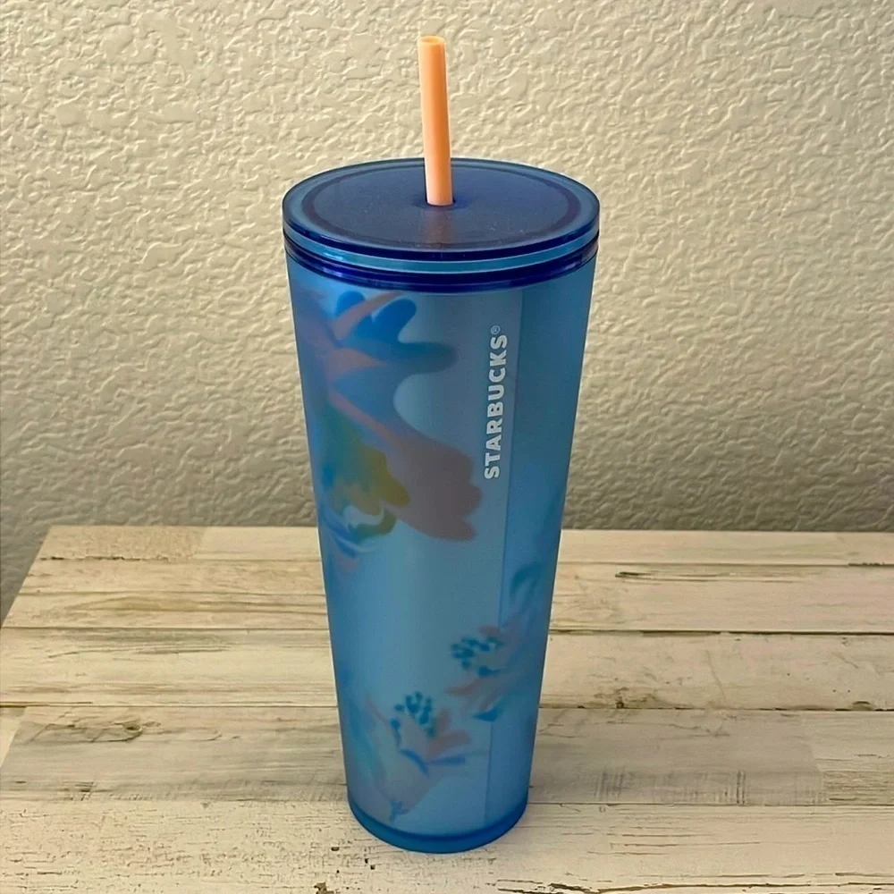 Starbucks 2023 Blue Floral Soft Touch 24 OZ Tumbler.